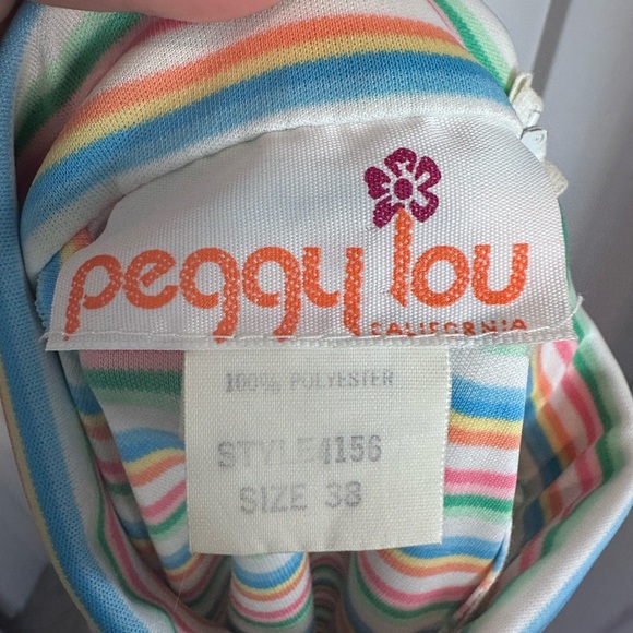 Vintage Peggy Lou California Pastel Striped Mockneck Top Size 38 - Picture 2 of 5